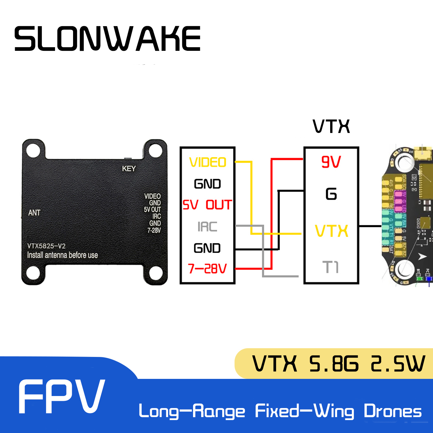 SLONWAKE 5.8G 48CH FPV Transmi - огляд і ціна Drone Racing Vtx